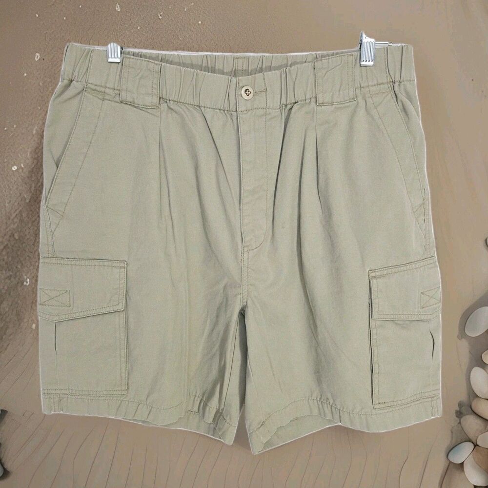 Tommy Bahama RELAX Shorts Cargo Men's L Tan Comfort Waist 7" Inseam Cotton
